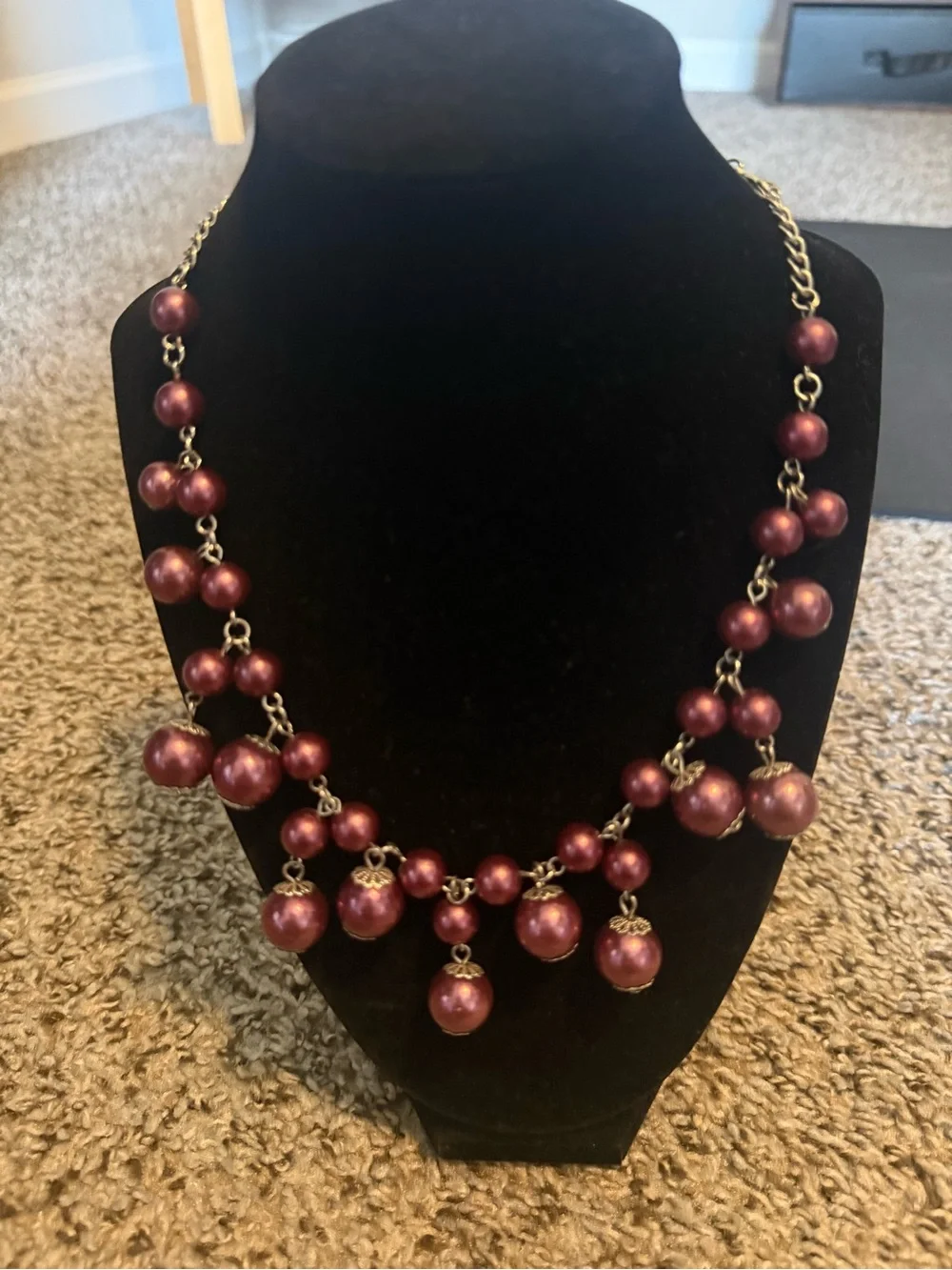 Purple Pearl Drop Statement Necklace - Women Jewelry 11